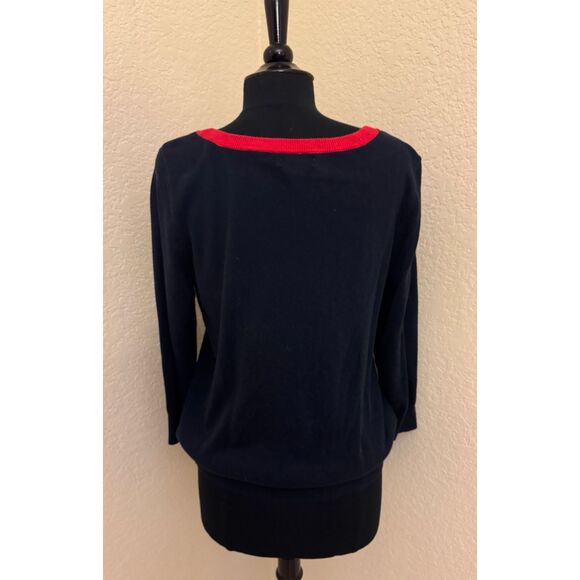 JCP 3/4 Sleeve Navy Sweater Wool Blend w/ Heart- Sz XL - Picture 3 of 9